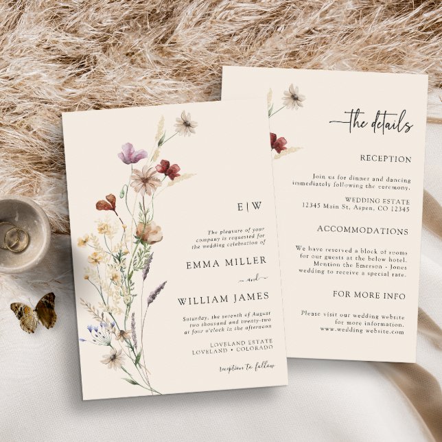 Invitaciones de Boho Floral All-In-One Wedding (Subido por el creador)