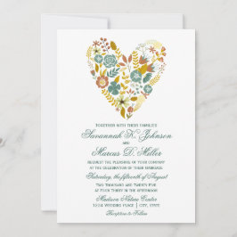 Invitaciones de Boho Floral Heart Fall Wedting