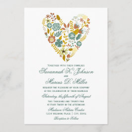 Invitaciones de Boho Floral Heart Fall Wedting
