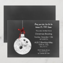 Invitaciones de bolos de Navidad en pizarra vintag