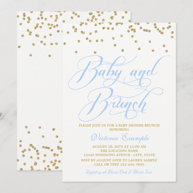 Invitaciones de Boy Baby Shower Brunch (Anverso / Reverso)