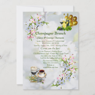 Invitaciones de brunch con flores de cereza