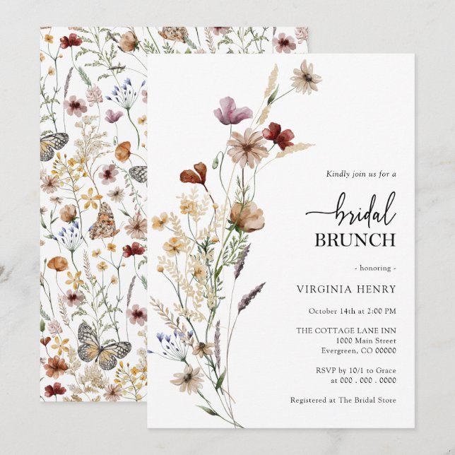 Invitaciones de Brunch de Boda Boho (Anverso / Reverso)