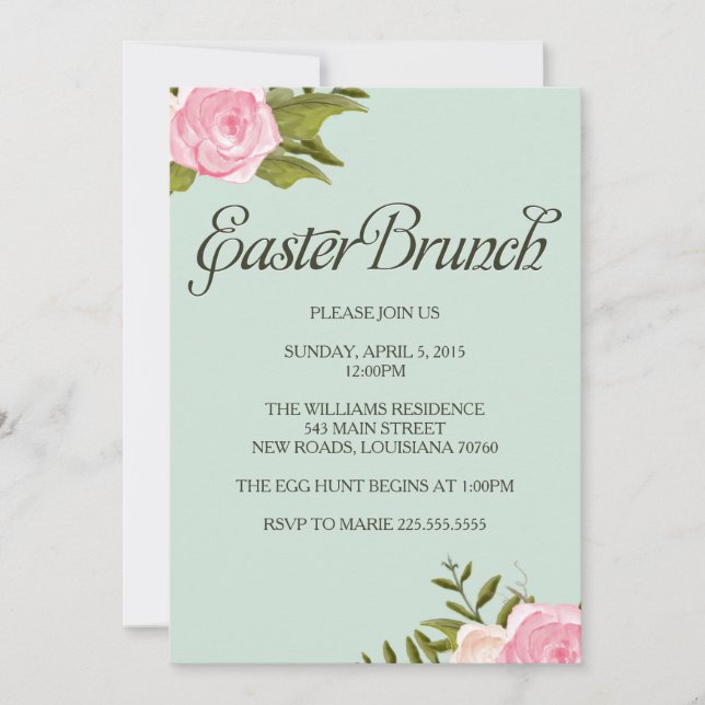 Invitaciones de Brunch de Pascua (Anverso)