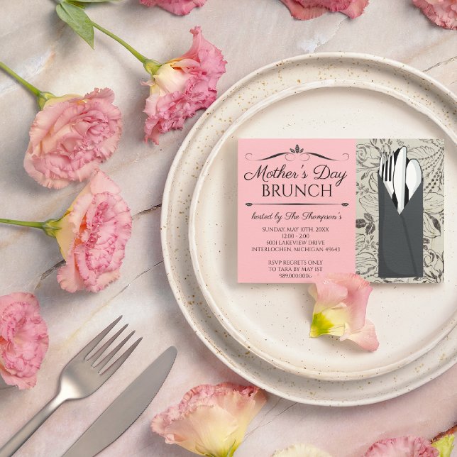 Invitaciones de brunch del Día de la Madre (rosado (Subido por el creador)