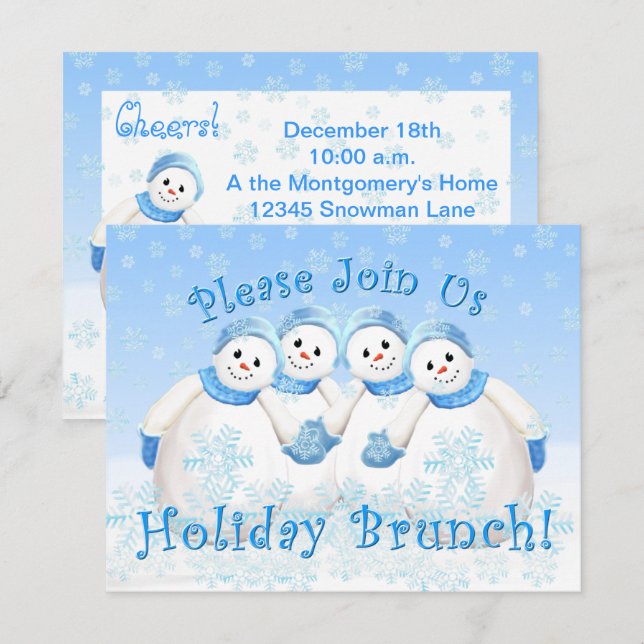 Invitaciones de brunch feriado a Chicas de nieve (Anverso / Reverso)