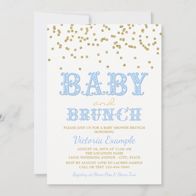 Invitaciones de Brunch para Baby Shower de Niño (Anverso)