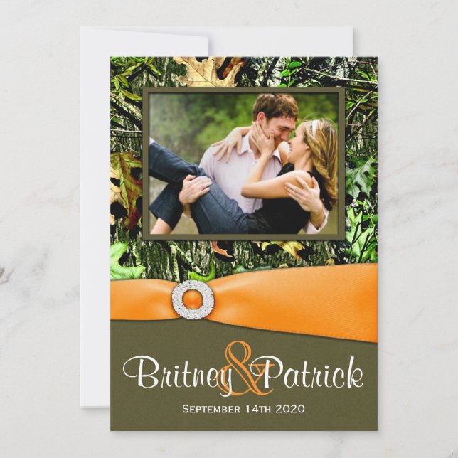 Invitaciones de búsqueda anaranjadas de la boda de (Anverso)