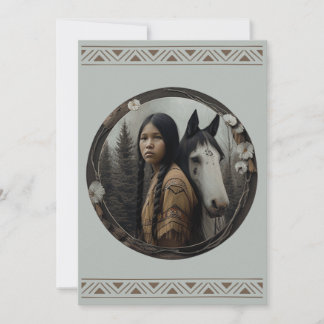 Invitaciones de caballo para niña nativa americana