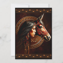 Invitaciones de caballo para niña nativa americana