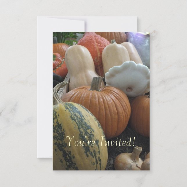 Invitaciones de calabaza de otoño/día de acción de (Anverso)