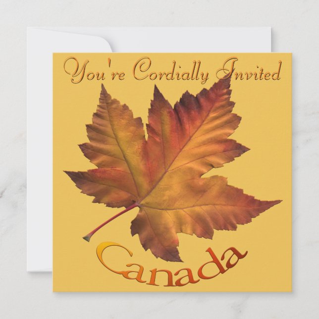 Invitaciones de Canadá Leña de Maple Personalizada (Anverso)