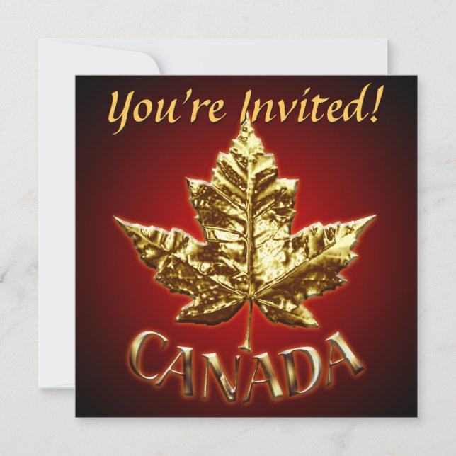 Invitaciones de Canadá Oro personalizado Canadá RS (Anverso)