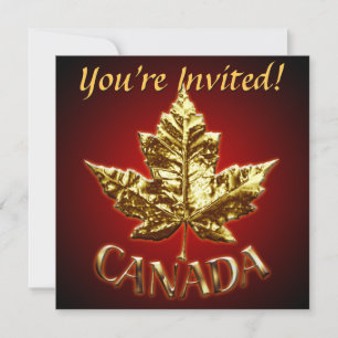 Invitaciones de Canadá Oro personalizado Canadá RS
