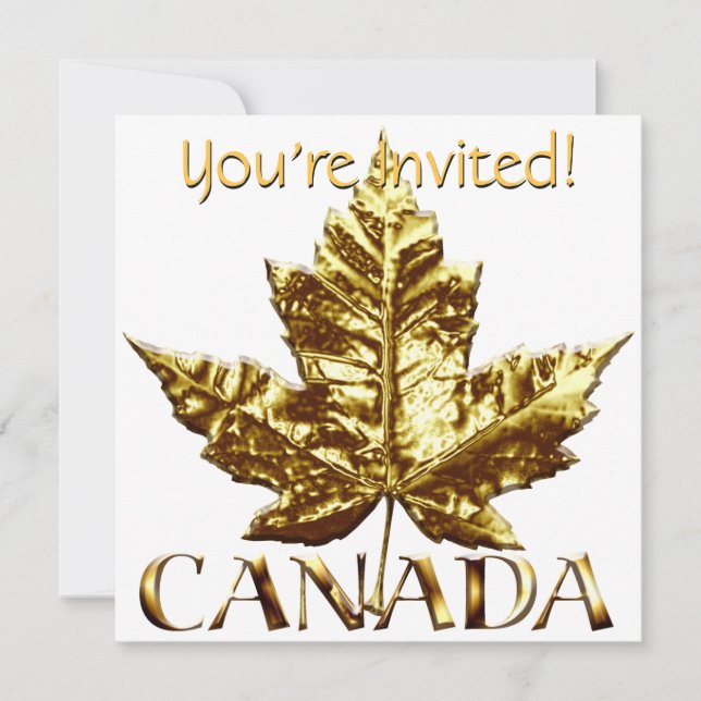 Invitaciones de Canadá Oro personalizado Canadá RS (Anverso)