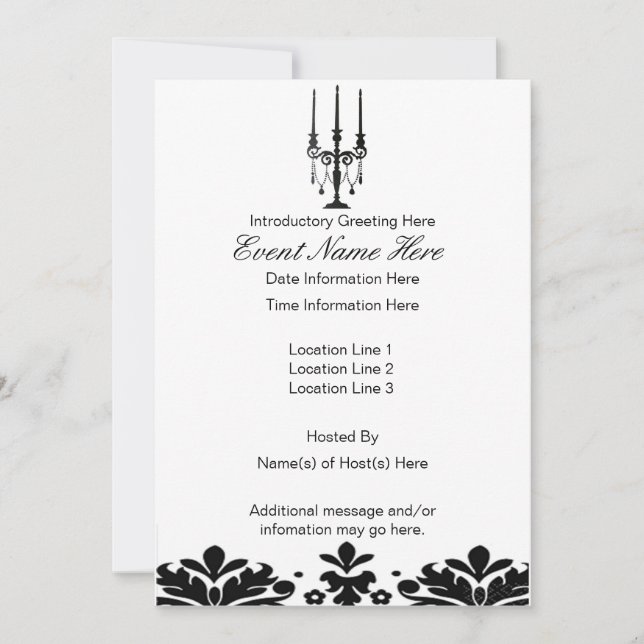 Invitaciones de Candelabro Elegantes (Anverso)