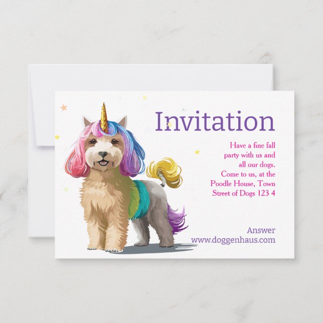 Invitaciones de Caniche (Reverso)