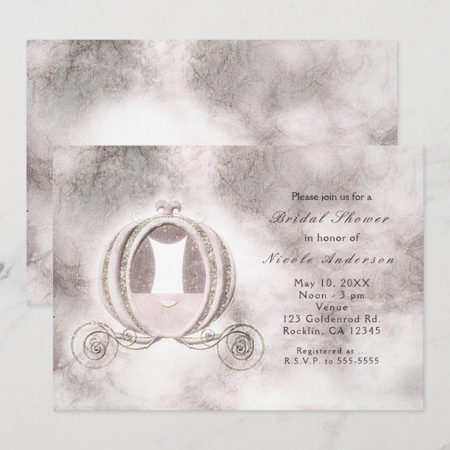 Invitaciones de Carruaje de Cenicienta de Cuento d (Anverso / Reverso)