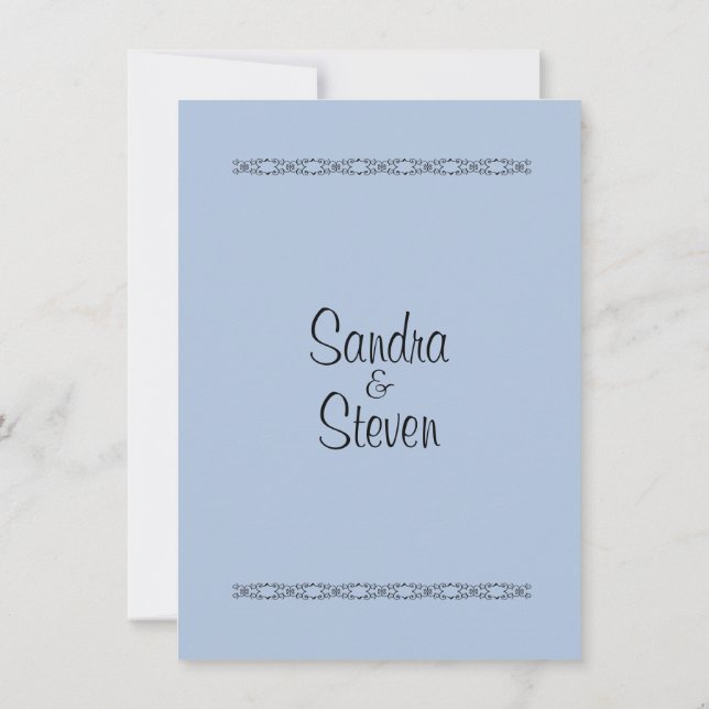 Invitaciones de casamiento azul sólido (Reverso)