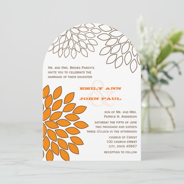 Invitaciones de casamiento con crisantemo floral m (Anverso de pie)