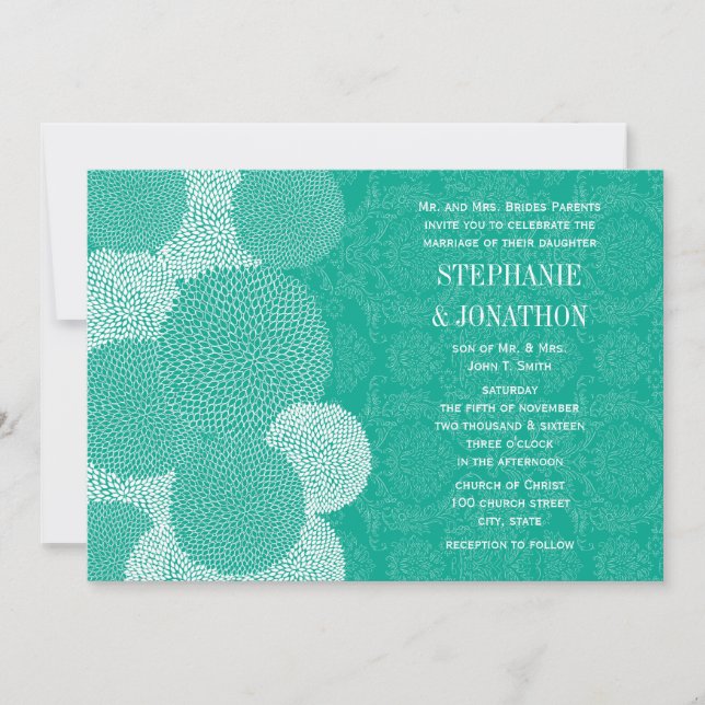 Invitaciones de casamiento con crisantemo floral m (Anverso)