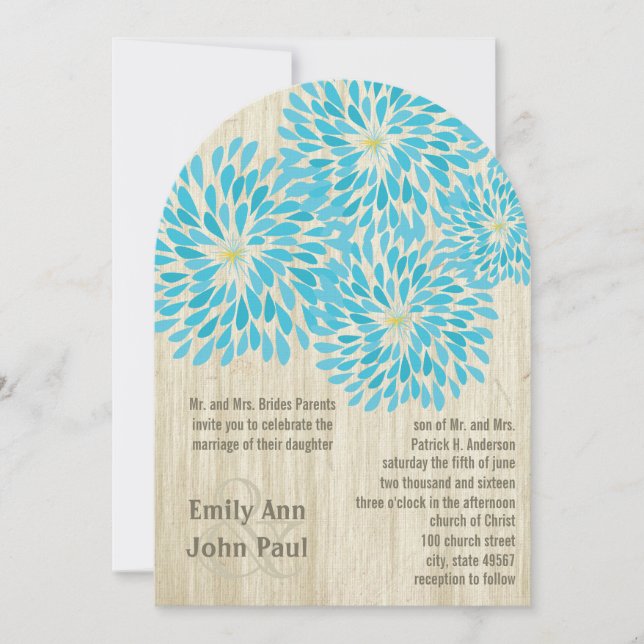 Invitaciones de casamiento con crisantemo floral m (Anverso)
