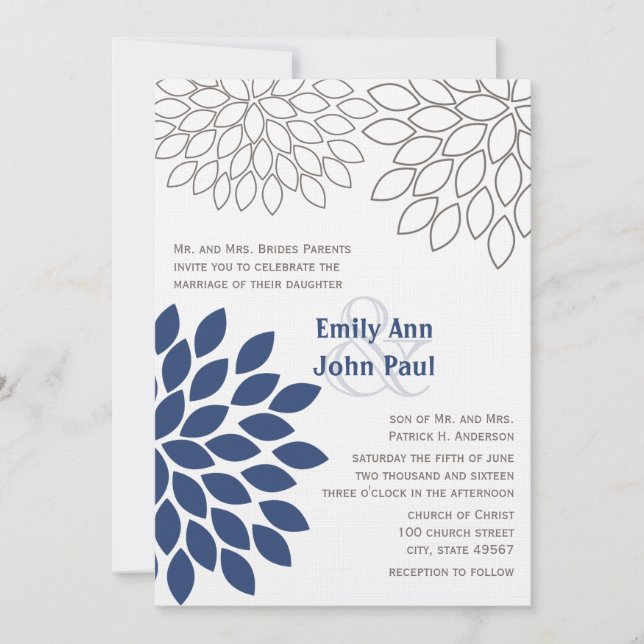 Invitaciones de casamiento con crisantemo floral m (Anverso)