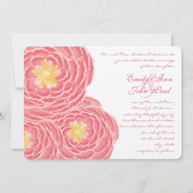 Invitaciones de casamiento con crisantemo floral m (Anverso)