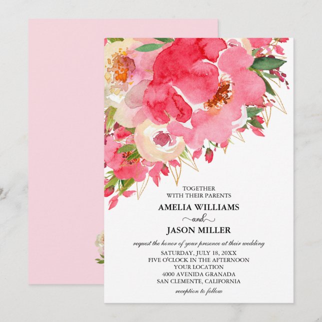 Invitaciones de casamiento con flores de crema ros (Anverso / Reverso)