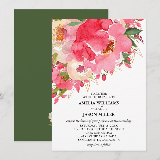 Invitaciones de casamiento con flores de crema ros (Anverso / Reverso)