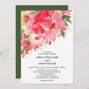 Invitaciones de casamiento con flores de crema ros