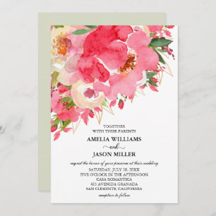 Invitaciones de casamiento con flores rosadas