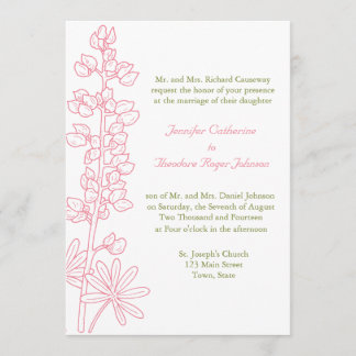 Invitaciones de casamiento con flores rosadas vint