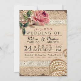 Invitaciones de casamiento con rosas rosas rosadas