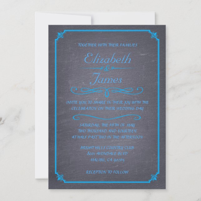 Invitaciones de casamiento con tablero de cuadros  (Anverso)