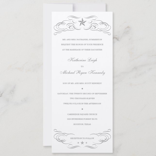 Invitaciones de casamiento con una estrella en pap (Anverso)