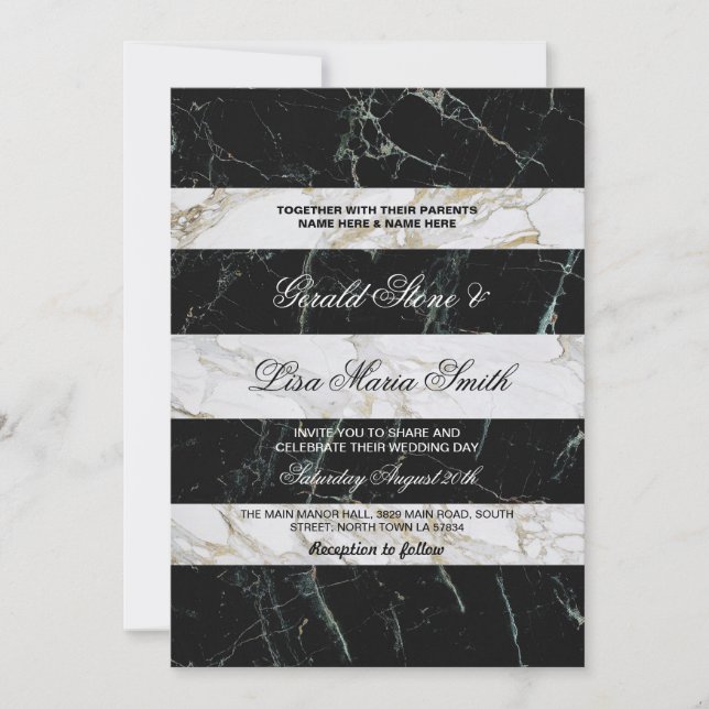 Invitaciones de casamiento de banda Mármol blanco  (Anverso)