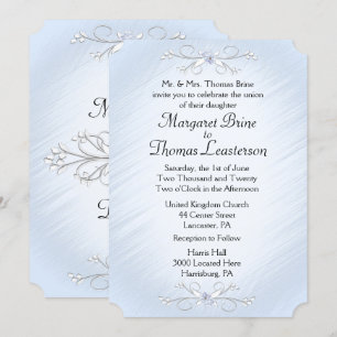 Invitaciones de casamiento de Blue Vines de 5" x 7