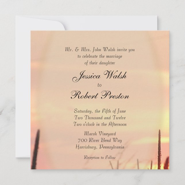 Invitaciones de casamiento de campo de ocaso (Anverso)
