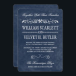 Invitaciones de casamiento de color azul<br><div class="desc">¡Estas invitaciones de boda con temática acuarela son extravagantes y románticas! Las invitaciones incluyen caligrafía,  tipografía moderna,  desplazamiento floral sobre un fondo acuático en un esquema de color azul y blanco.</div>
