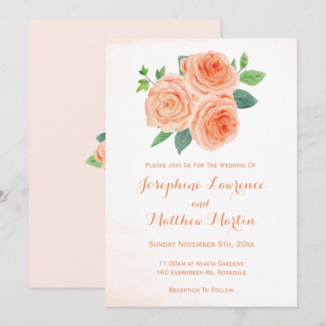 Invitaciones de casamiento de color de agua para R (Anverso / Reverso)