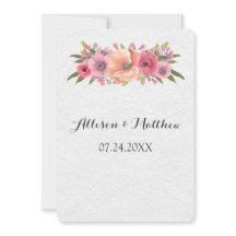 Invitaciones de casamiento de color de agua rosa c