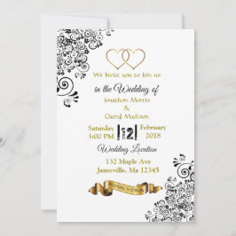 Invitaciones de casamiento de corazones negros y d