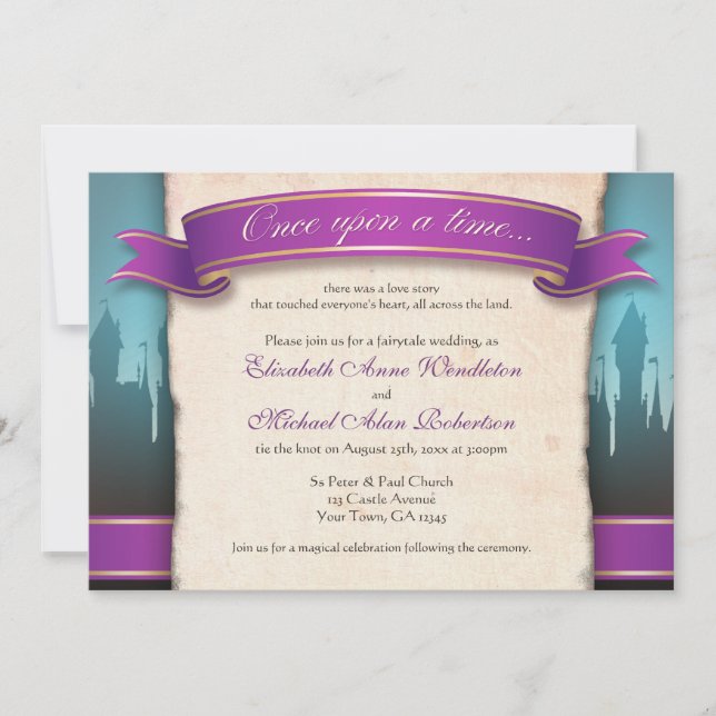 Invitaciones de casamiento de cuento de hadas (Anverso)