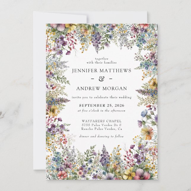 Invitaciones de casamiento de flores silvestres de (Anverso)