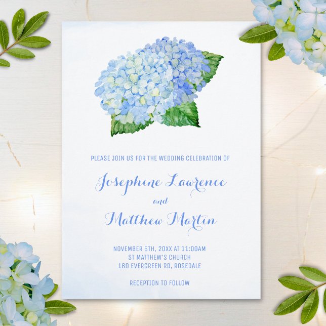 Invitaciones de casamiento de hidrangea azul (Subido por el creador)