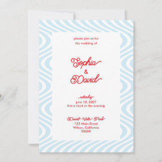 Invitaciones de casamiento de marea azul retro