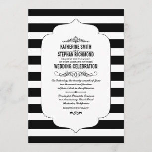 Invitaciones de casamiento de Moda de rayas negras