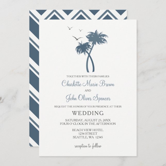 Invitaciones de casamiento de palmeras tropicales  (Anverso / Reverso)