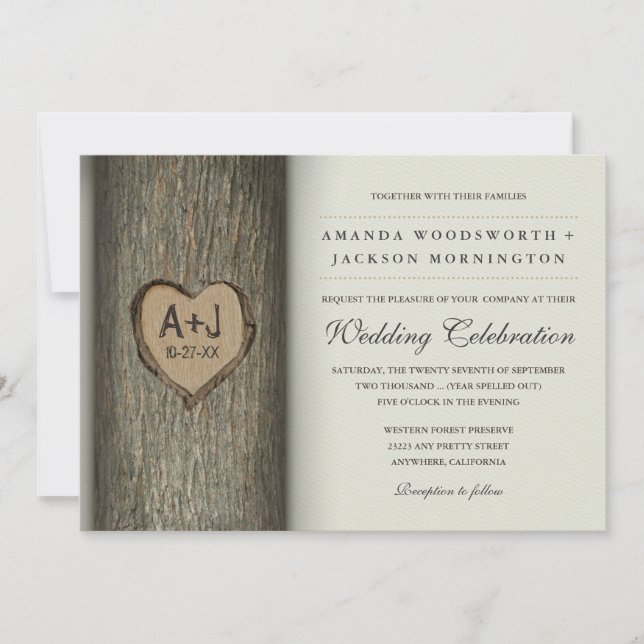 Invitaciones de casamiento de roble de roble cardí (Anverso)